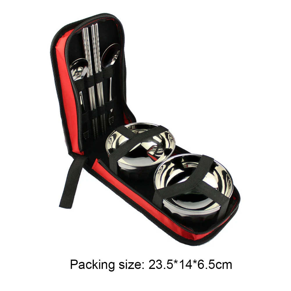 

Portable Stainless Steel Tableware Set Outdoor Picnic Cutlery Flatware Kits Travel Spoon Bowls Chopstick Reusable Kits