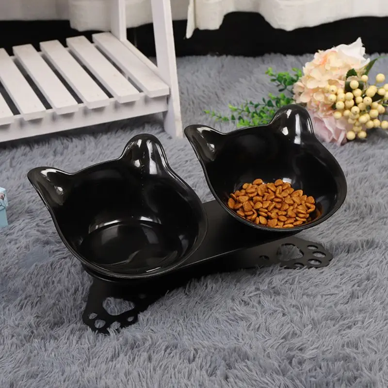 Двойные миски для кошек с приподнятой подставкой питатель воды домашних
