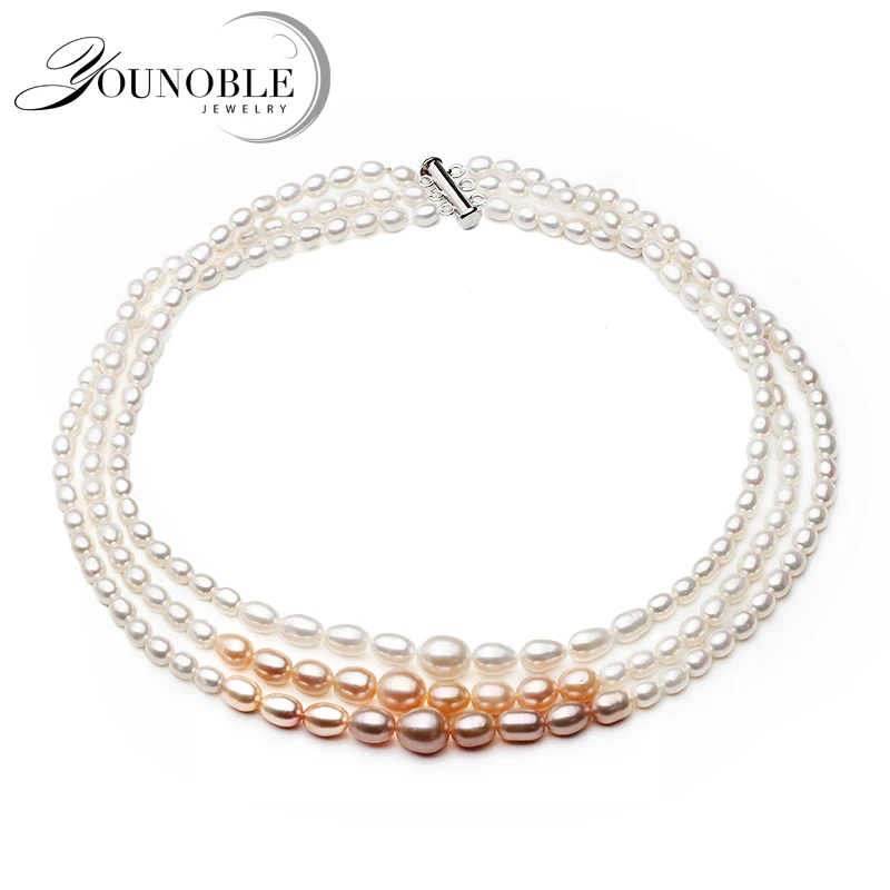 

Real Multi Layer Natural Gradient Pearl Necklace Wome Collar Statement Boho Necklacen Jewelry Anniversary Gift