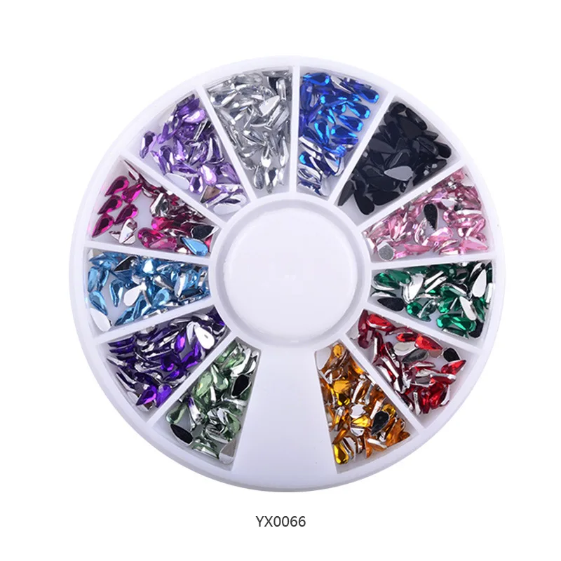 YX0066 1 коробка красочные 3D желе AB акриловые колеса Декоративные наклейки для ногтей DIY Дизайн ногтей колеса Советы ювелирные изделия Стразы инструменты для маникюра - Цвет: YX0066