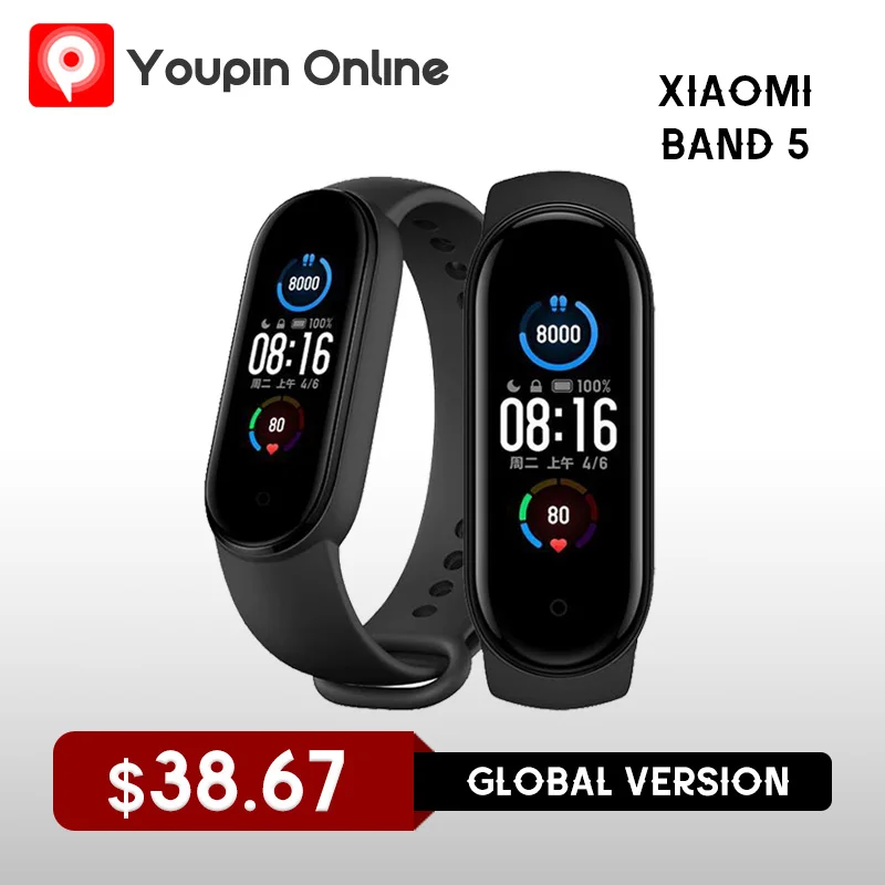 Умный Браслет Xiaomi Mi Band 5 экран с органическими светодиоидами группа Smartband фитнес