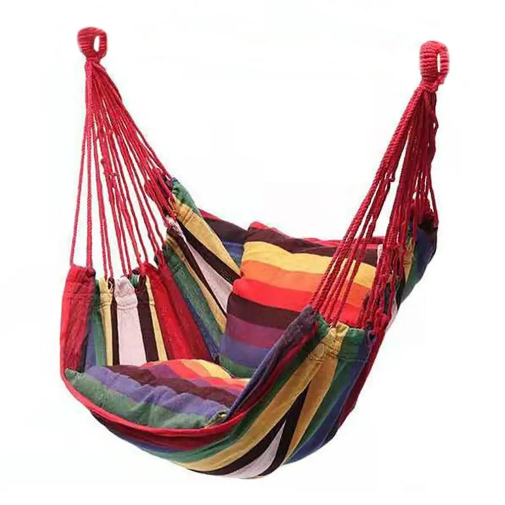 

Portable Hammock Chair Hanging Rope Chair Swing Chair Seat with 2 Pillows for Garden Indoor Outdoor Hammock Swings
