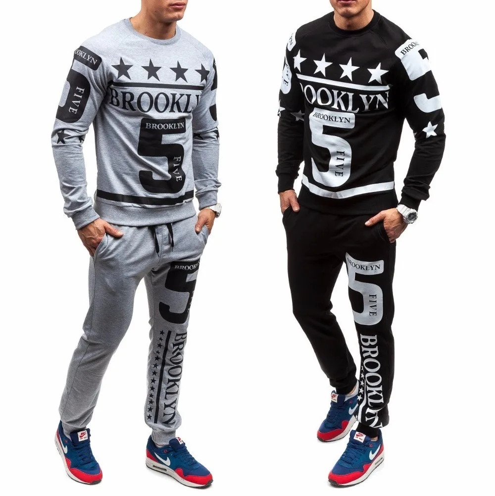 

Мужской спортивный костюм ZOGAA, повседневный облегающий комплект из двух предметов, Топ с длинным рукавом и штаны, спортивный костюм для бега...