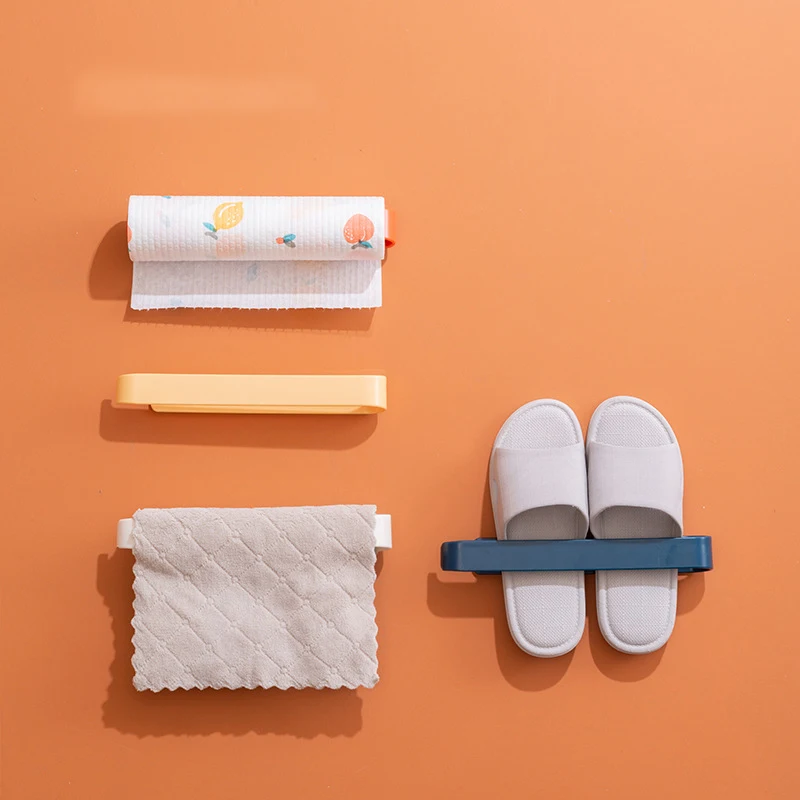 

Bathroom slipper rack hole free traceless hanger towel paper towel kitchen storage rack multifunctional rag storage rack