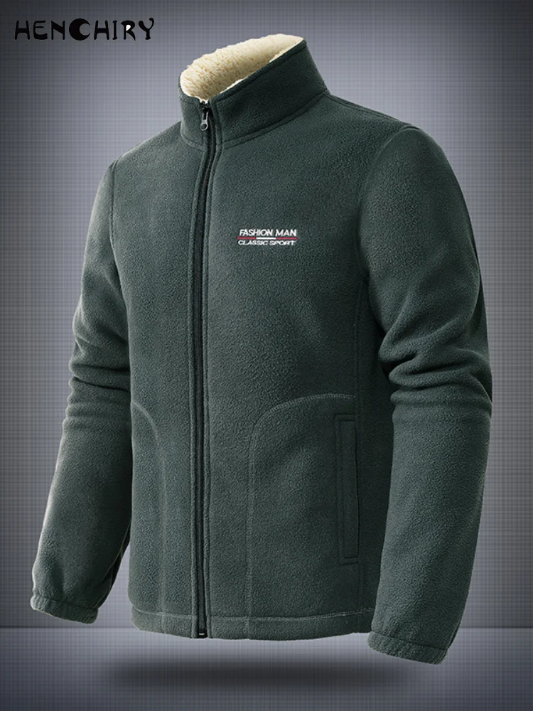 

HENCHIRY модная Корейская мужская осенне-зимняя Свободная куртка большого размера с воротником-стойкой Мужская молодежная Повседневная однот...