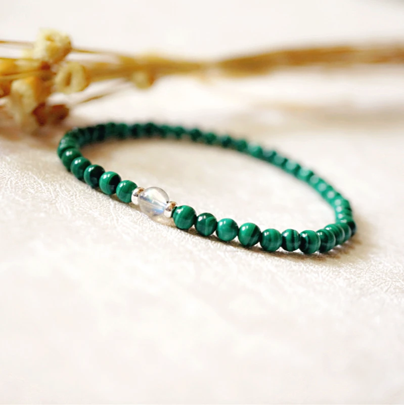 Lii Ji настоящий малахитовый лабрадорит растянутый браслет из стерлингового