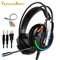 gaming wired headphones gamer pc headset laptop led rgb light earpiece 9d surround sound earphone with micphone for ps4 xbox one