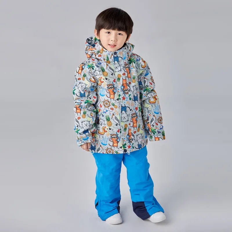 Детский слитный лыжный костюм для сноуборда и снегохода зимний мальчиков