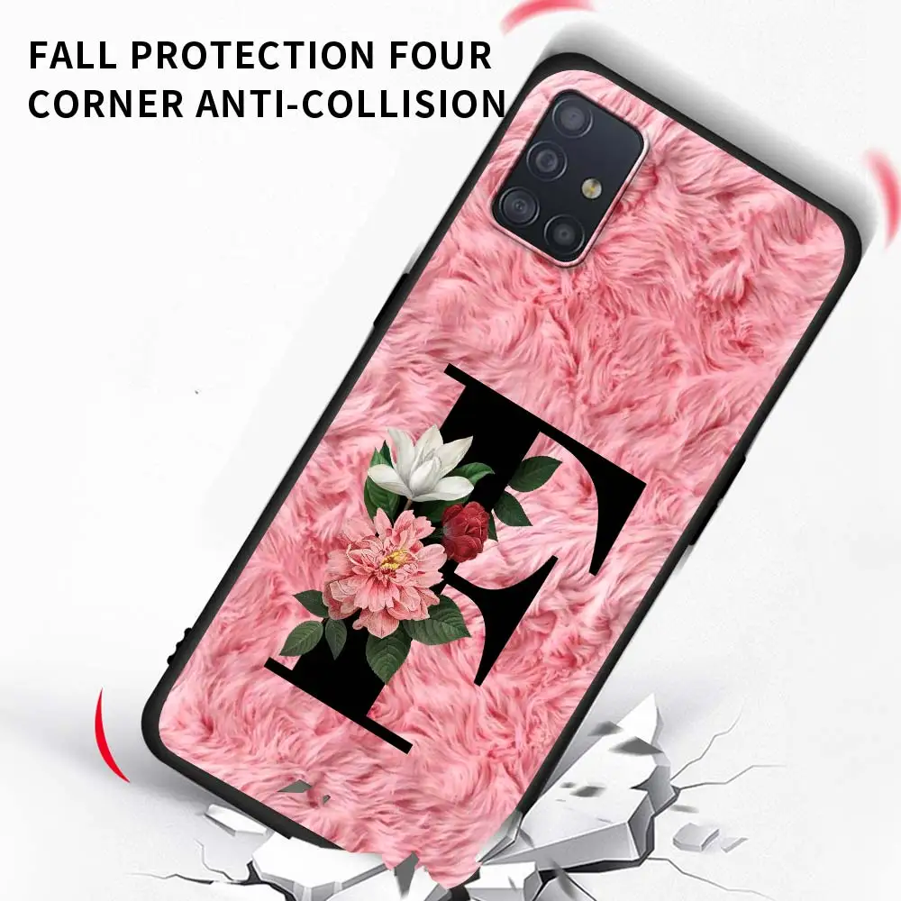 

Pink Letter Silicone Phone Case For Samsung Galaxy A51 A71 A21S M31 M30s A31 A41 A11 A01 M51 Soft Tpu Cover Fundas