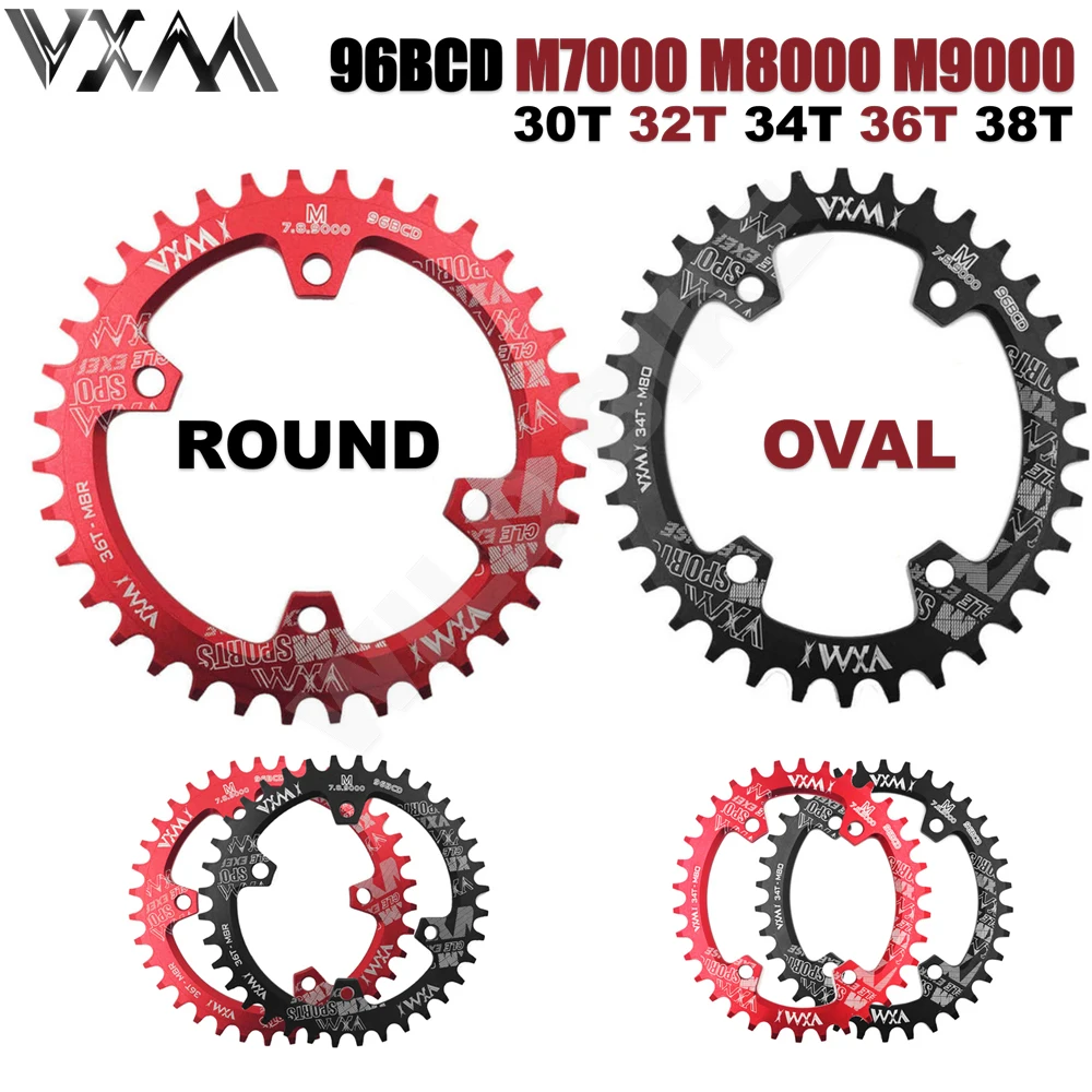 

Круглая овальная Звездочка VXM 96BCD для горного велосипеда BCD 96, детали для кривошипников M7000, M8000, M9000, 30T, 32T, 34T, 36T, 38T