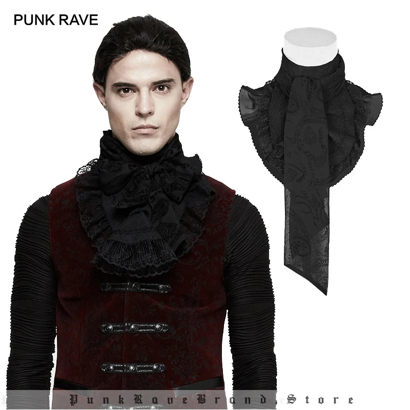 Мужские Мягкие шифоновые галстуки в стиле панк готические кружевные Галстуки