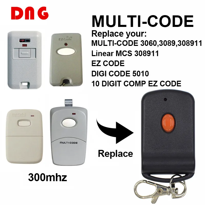 

10pcs 3060 3089 Multi Code 10 Dip Switch Garage Door Remote Control Transmitter Multi Code 308911 EZ CODE remote gate control