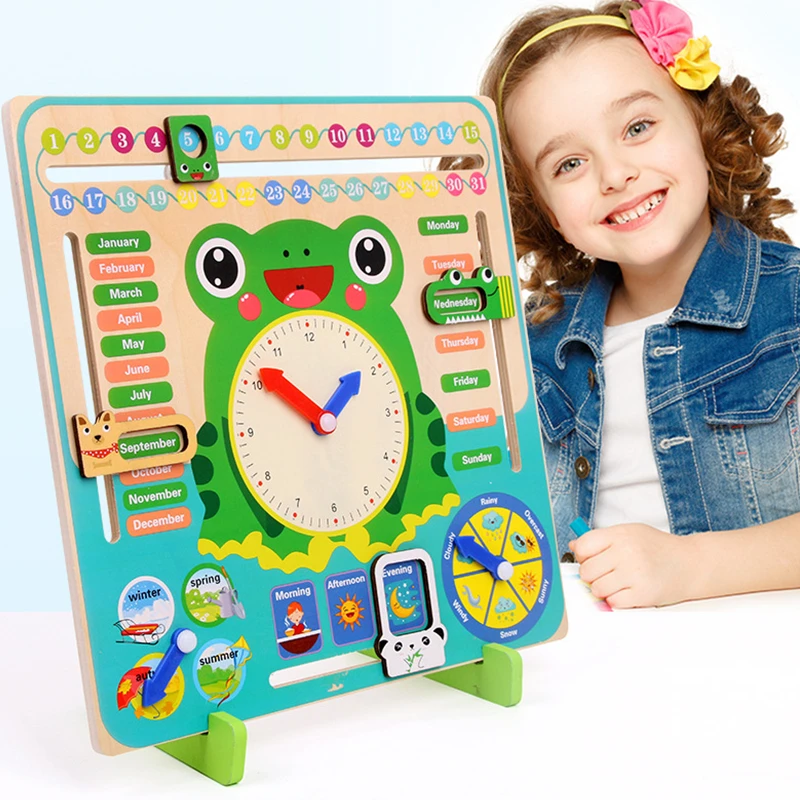 

Montessori Wooden Toys Baby Weather Season Calendar Clock Time Cognition Preschool Educational Teaching Aids Toys For Child Gift