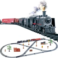 simulation classical long steam train track electric toy trains for kids truck for boys railway railroad birthday gift