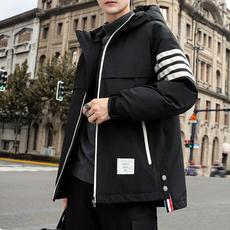 

Nice Brand Mens Hot Fall Winter Down Jacket Long Sleeve Hooded Clothes Dust Coat Korean Style High Quality To Keep Warm Clothing