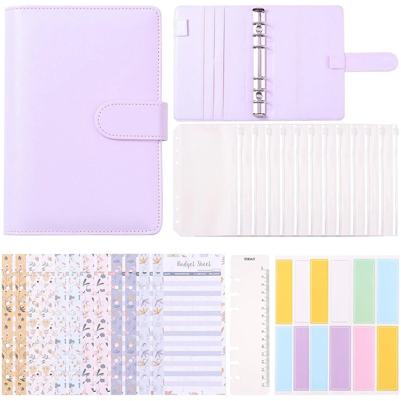 

A6 Binder Budget Envelopes Money Envelopes,Budget Binder with Cash Envelopes for Budgeting,PU Leather Notebook