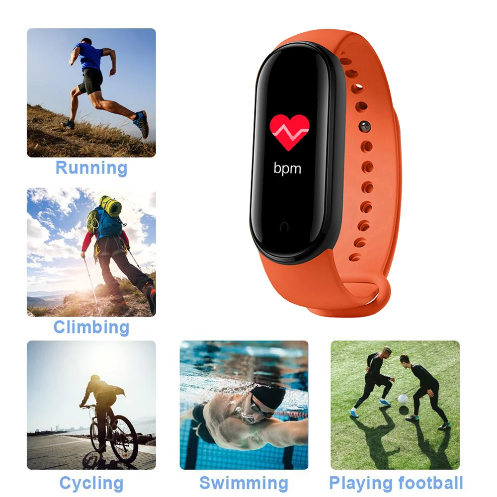 

696 New M5 Smart Watch Bluetooth Bracelet Sport Fitness Tracker Pedometer Heart Rate Monitor SmartBand Wristband For Android IOS