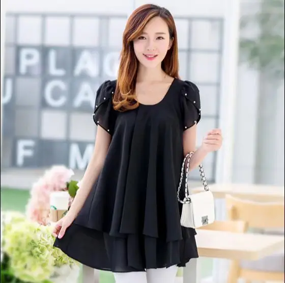 Летняя женская одежда Tops 2019 Новое кимоно поддельные две части шифоновая блуза с