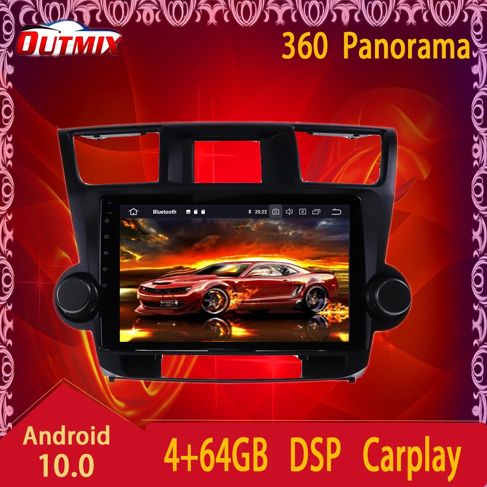 

360 Камер IPS экран для Toyota Highlander 2009 2010 2011 2012 2013 Android 10 мультимедийный плеер GPS аудио радио рекордер головка