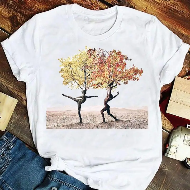 

Women Fashion 90s Natural Animal Forest Printing Summer Tshirts Fashion Clothes Graphic T Top Lady Print Female Tee T-Shirt