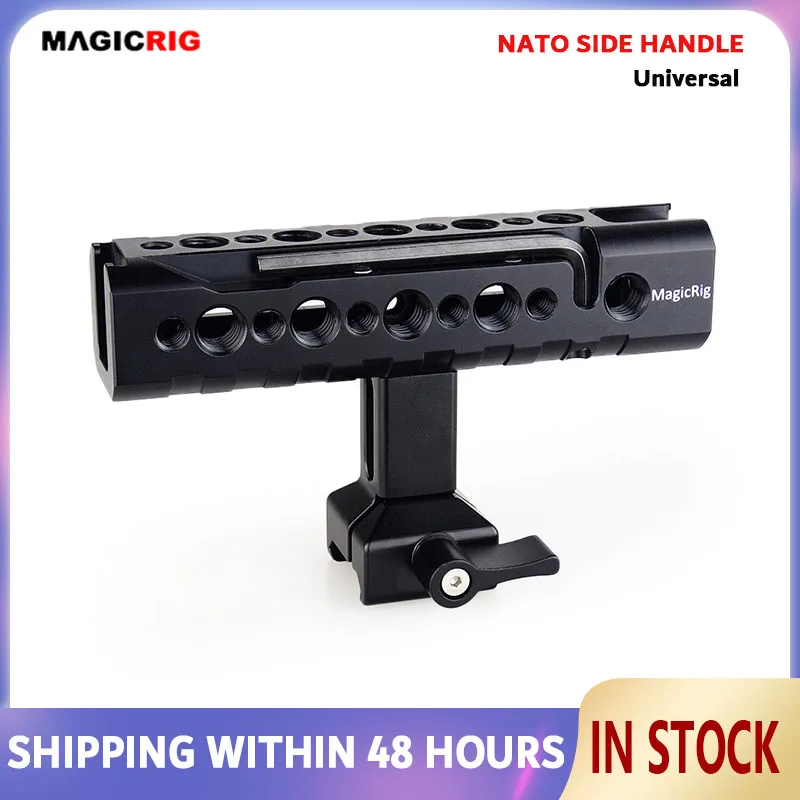 

MAGICRIG Quick Release NATO Cheese Handle Grip with Two Cold Shoe Mount for DSLR Camera Cage Camcorder Cage Rig