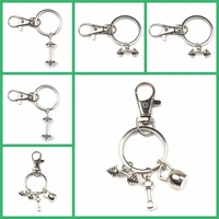 hot fashion accessories keychain mini dumbbell discus barbell keychain fitness charm keychain designer gift coach souvenir charm