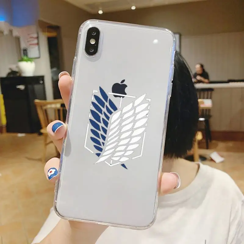 

Hot Anime Attack On Titan Phone Case Transparent for iPhone 6 7 8 11 12 s mini pro X XS XR MAX Plus