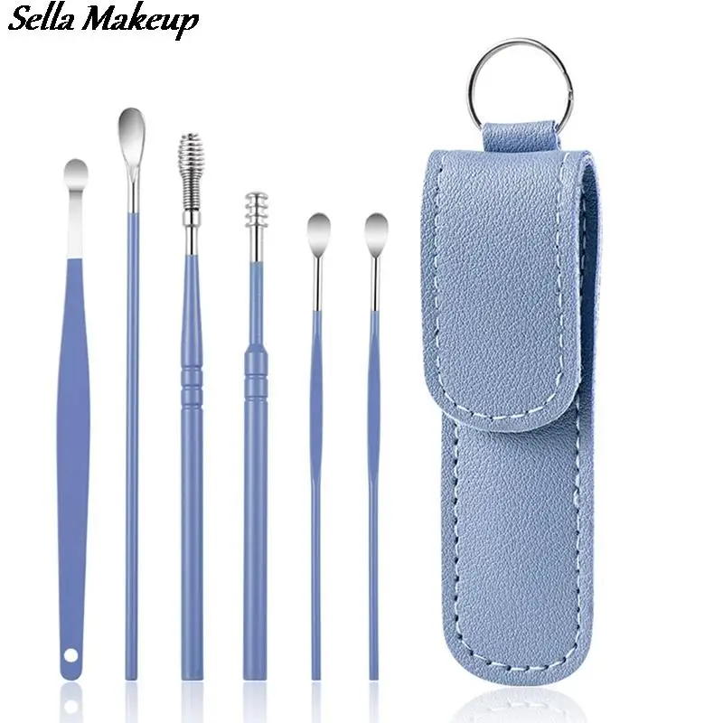 

Набор ушных палочек из нержавеющей стали, набор из 6 спиральных палочек для чистки ушей, ухочистка, прибор для удаления ухового воска