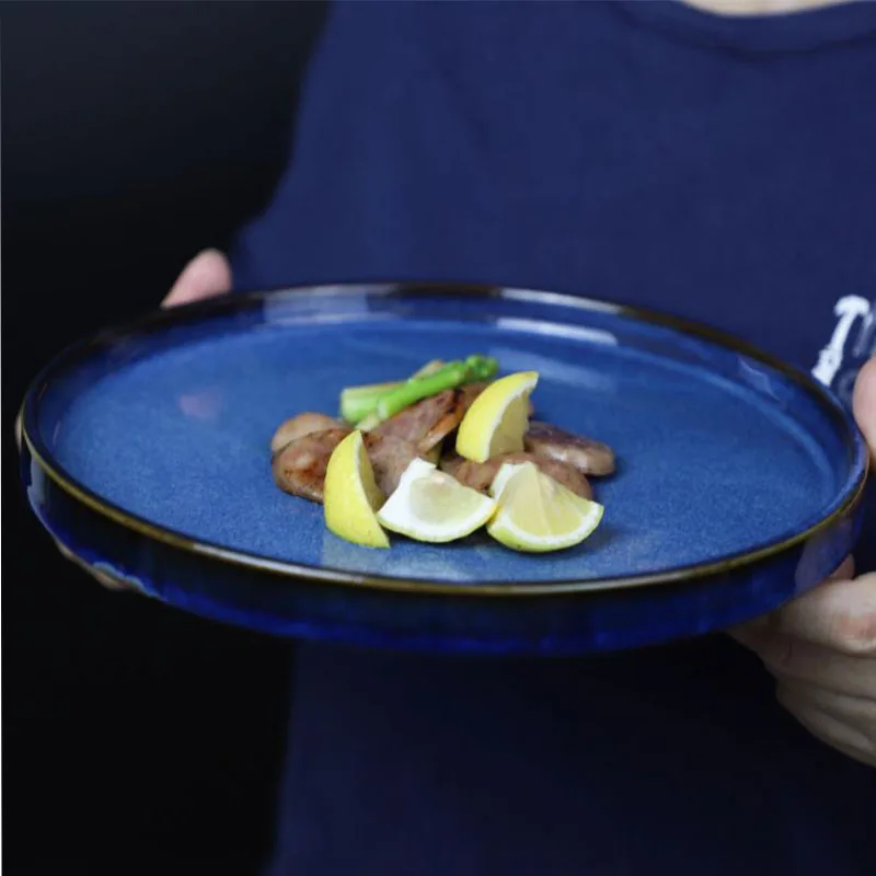 

Японская керамическая домашняя посуда LingAo для ресторана, Западный стейк, паста, большая плоская тарелка с обжигом