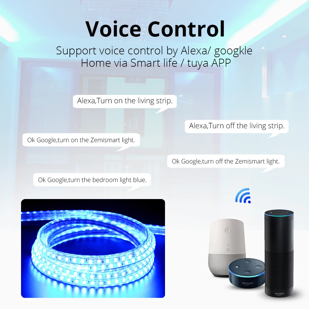 Tuya WiFi Waterproof Light Strip Smart Life APP Dimmer RGBCW LED Alexa Echo Google Home Music Sync Lighting Strips 2 4 6M | Лампы и