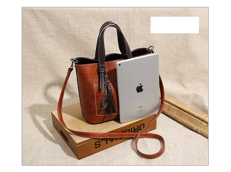 

Retro Fashion Tassel Women Handbag Pu Leather Fashion Women's Shoulder Bags Women Messenger Bags Female Totes Black