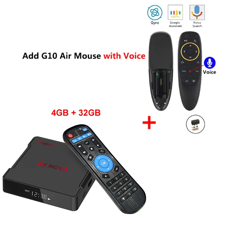 Magicsee N5 NOVA 4 Гб 64 Гб RK3318 четырехъядерный Android 9,0 Tv Box 2,4G 5G Wifi BT4.0 смарт-приставка 4K H.264 N5 MAX медиаплеер - Цвет: 4GB32GB add g10s