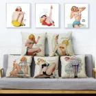 Европейская искусственная чехол для сексуальных женщин, бежевая льняная подушка для девушек, чехол для дивана, 45*45 см