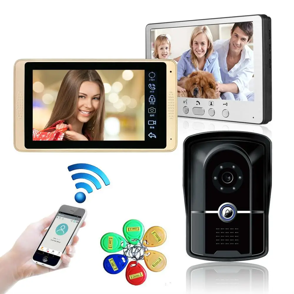 Видеодомофон с Wi Fi RFID 7 дюймов 2 монитора|Видеодомофон| |