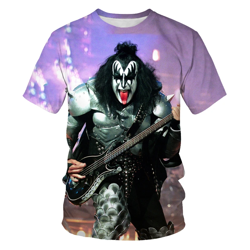 

2021 summer fashion new guitar singer 3D printing pattern men's casual trend T-shirt apparel