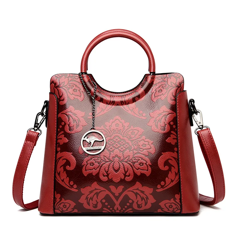 

High Quality Pu Leather Large Capacity Shoulder Bags for Women 2021 Fashion Floral Pattern Elegant Crossbody Bag Ladies Handbags