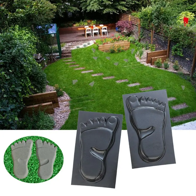 

583B 1 Pair Foot Print Stepping Concrete Stone Paving Mold Maker for Lawn Park Garden Beache Path