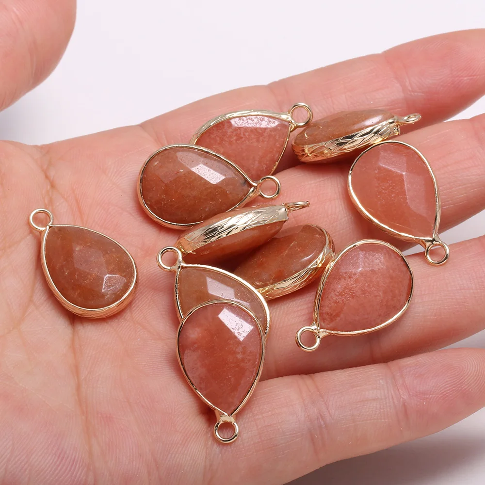 

2pcs Drop-shaped Faceted Charm Pendant Yellow Jades for Jewelry Making DIY Nacklace Earring 13x23mm