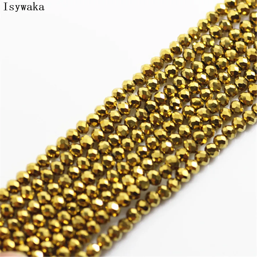 

Isywaka Shining Golden Color 1700pcs 2mm Rondelle Austria faceted Crystal Glass Beads Loose Spacer Round Bead for Jewelry Making
