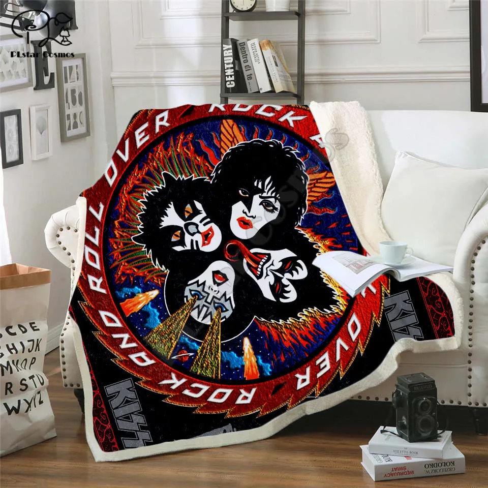 

Classic KISS Sherpa 3D printed Sherpa Blanket on Bed Home Textiles Dreamlike HOME ACCESSORIES 02