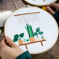 plant series diy embroidery kit for beginner needlework material package handcraft sewing art hanging painting gift home decor
