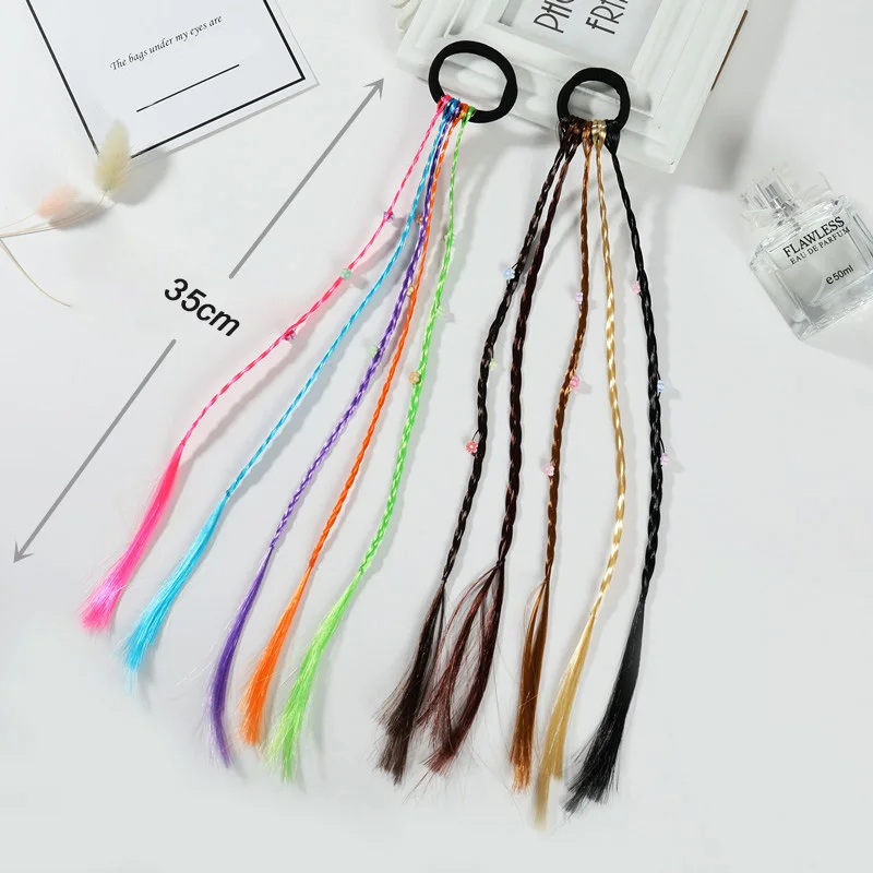 

Kids Colorful Wig Braids Hair Band Girls Ponytail Rubber Bands Cute Hair Accessories Children Twist Braid Rope Barrettes Enfant