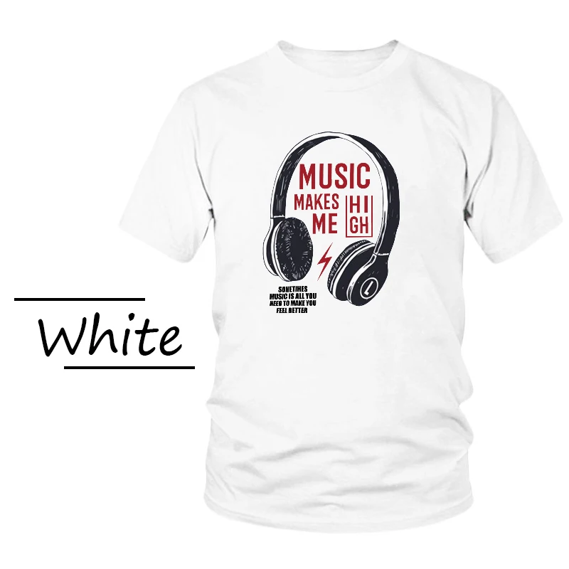 Летняя хлопковая забавная Футболка мужская футболка с принтом Make Me High Headset