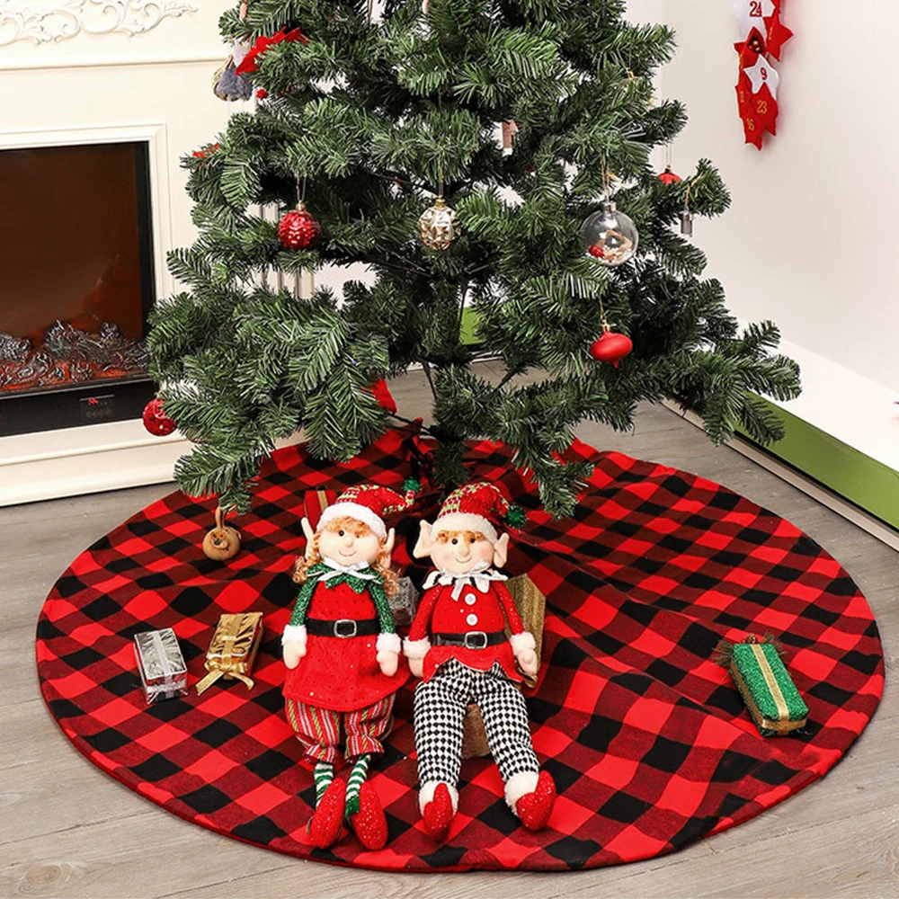 1 Pcs Christmas Tree Dress Ornament Classic Red And Black Plaid Skirt Placed Gift Up Family Venue Layout | Дом и сад
