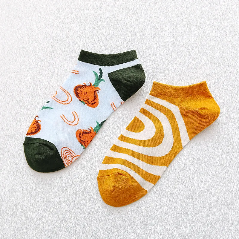 12Pair Fashion Cotton sock Crew Fruit Lemon Animal Pattern socks creative series women's socks christmas funny socks