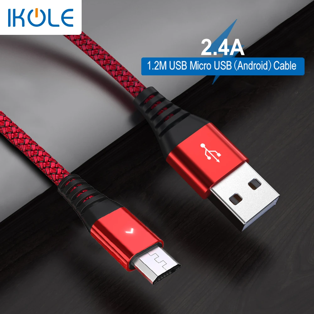 Айкол 1 2 м со светодиодной подсветкой микро USB кабель 2.4A быстрой зарядки для Samsung