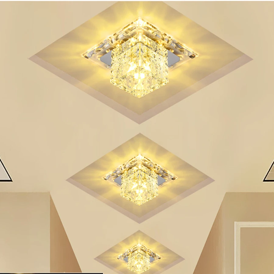 

Crystal Led Ceiling Lights Modern Ceiling Lamp Warm Light Colorful Plafonnier Round Square Bar Living Room Kitchen Plafondlamp