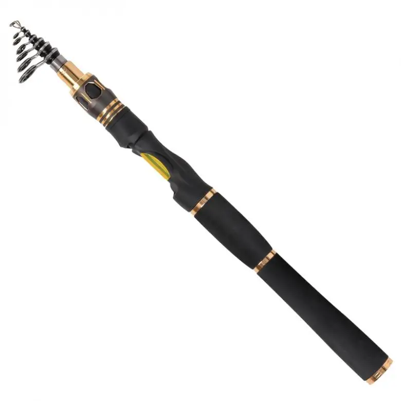 Рыболовная удочка для приманки из углеродного волокна золотисто черного цвета