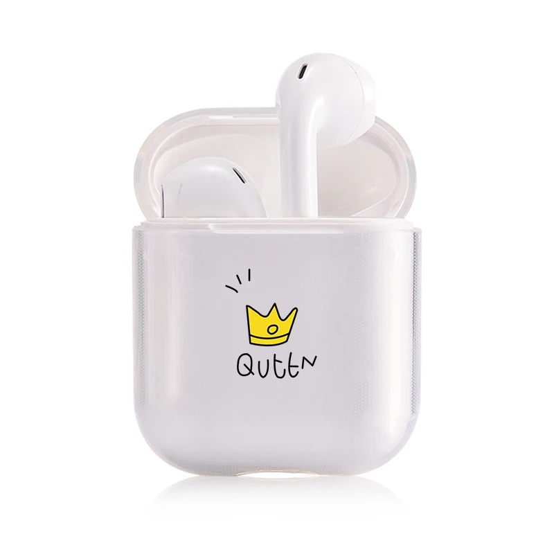 I201432 Милое воздушное стручки чехол для Apple airpods Чехол класса люкс King queen Корона Bluetooth наушники чехол для Airpods 2 прозрачный жесткий поликарбонатный чехол - Цвет: I201432