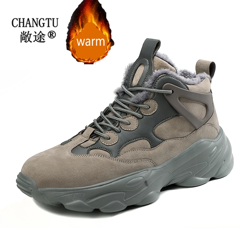 Men's Sneakers Casual Plus Velvet Winter Warm Short Ankle women Boots Plush Man's High-top women Snow Shoes Обувь Мужская